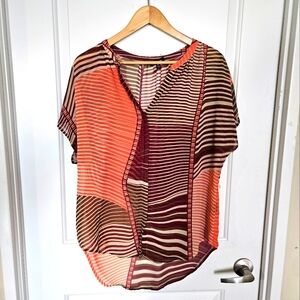 Le Chateau Sheer Short Sleeve Tunic Blouse Sz S